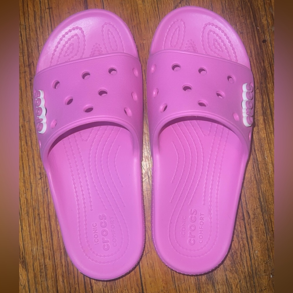 Crocs Classic Slides with Jibbitz Charms Pink Sz 8